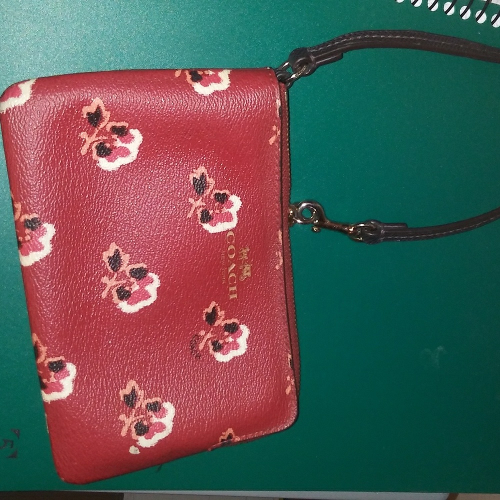 Red Floral 'Coach' Wristlet